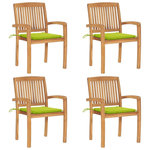 VIDAXL Chaises de jardin empilables avec coussins lot de 4 Teck solide