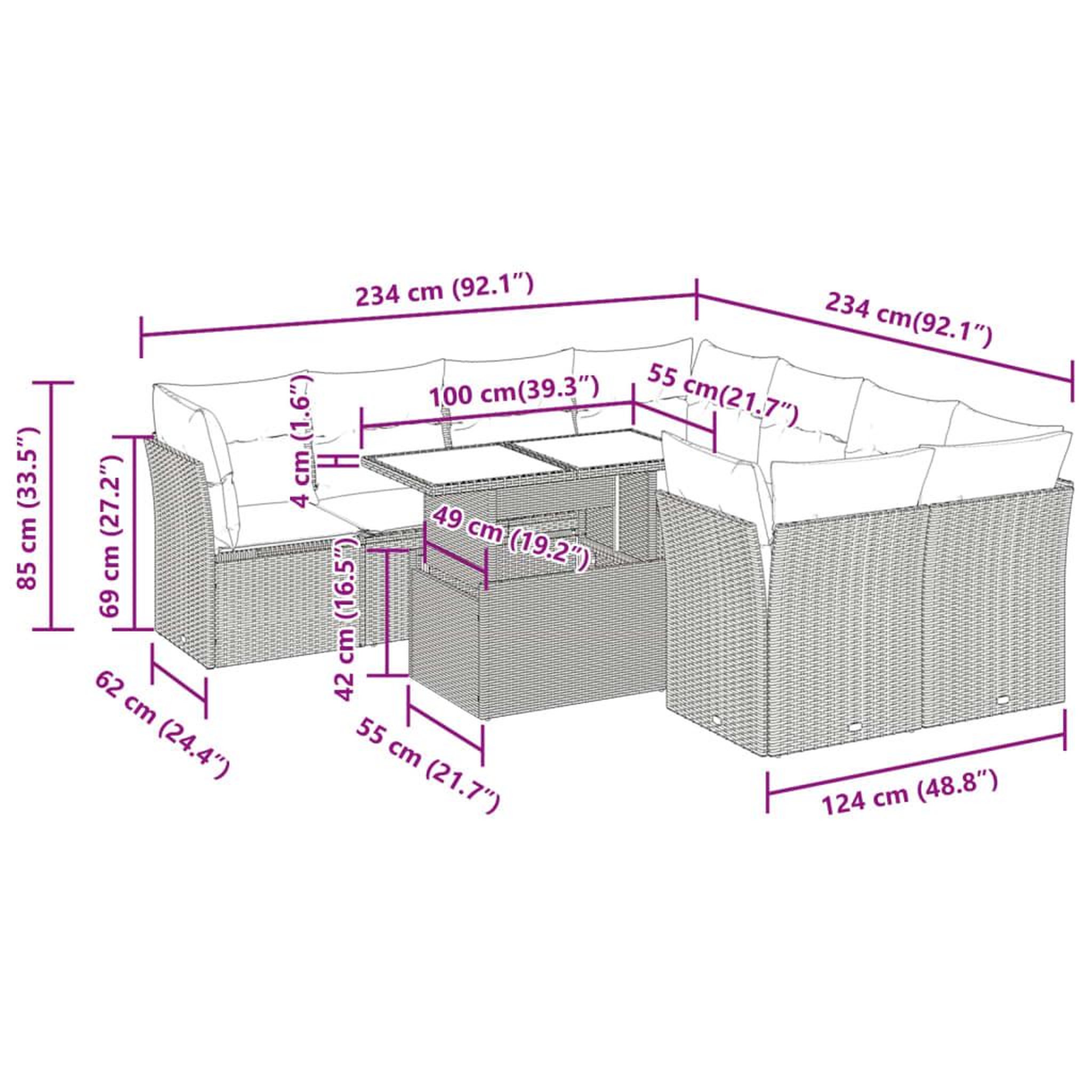 Voir la diapositive 6 : VIDAXL Salon de jardin 9 pcs avec coussins noir resine tressee