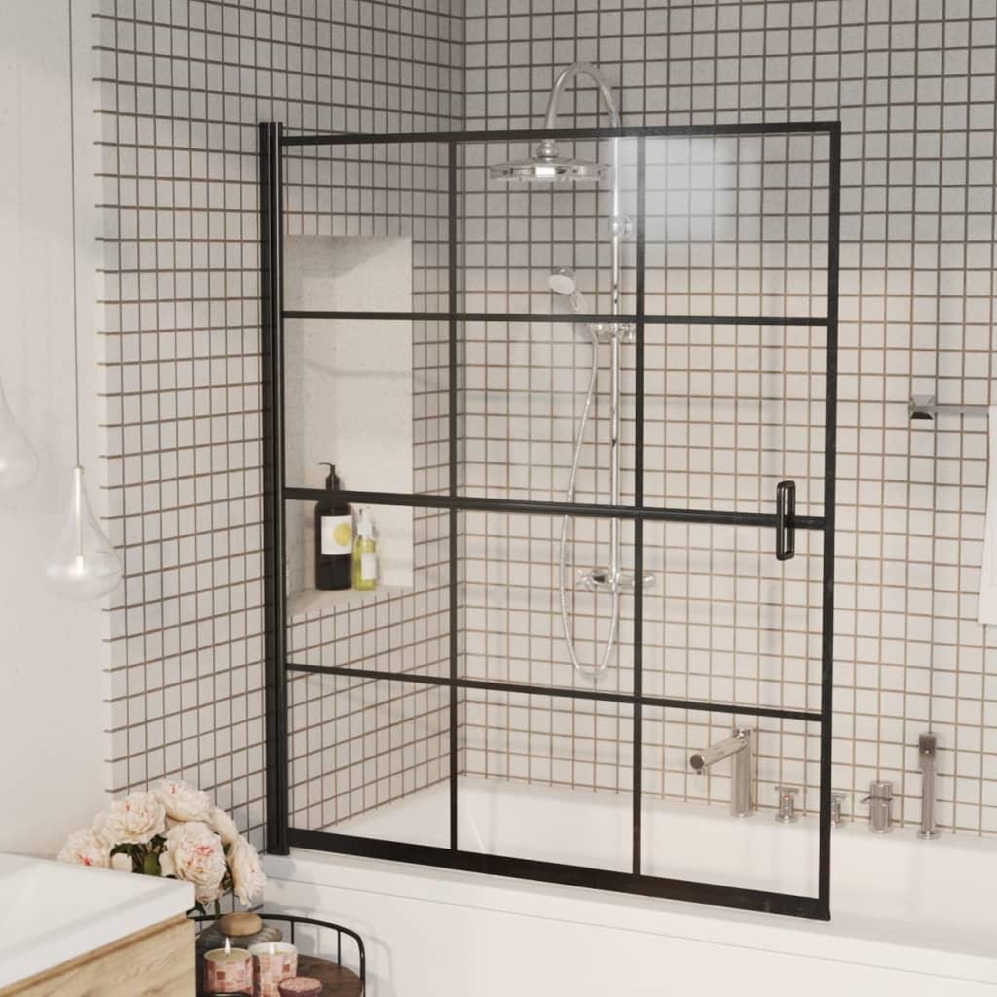 VIDAXL Cabine de douche ESG 116x140 cm Noir