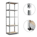 EUROSPEN Etagere de Rangement  modulable et polyvalente pour atelier, garage, cave...Charges Lourdes 172x75x30cm - Gris