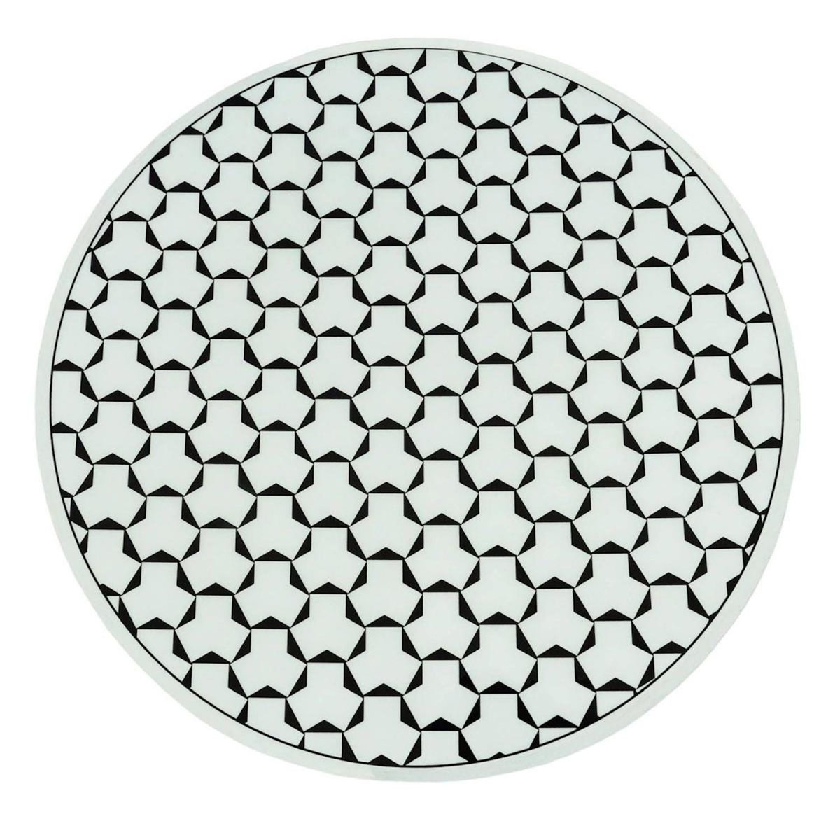 Paris Prix Pouf Rond Déco  Géométrique  46cm Noir & Blanc