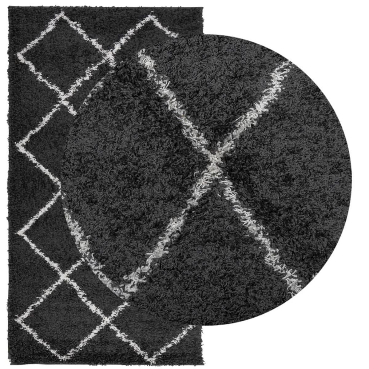 VIDAXL Tapis shaggy a poils longs moderne noir et creme 60x110 cm