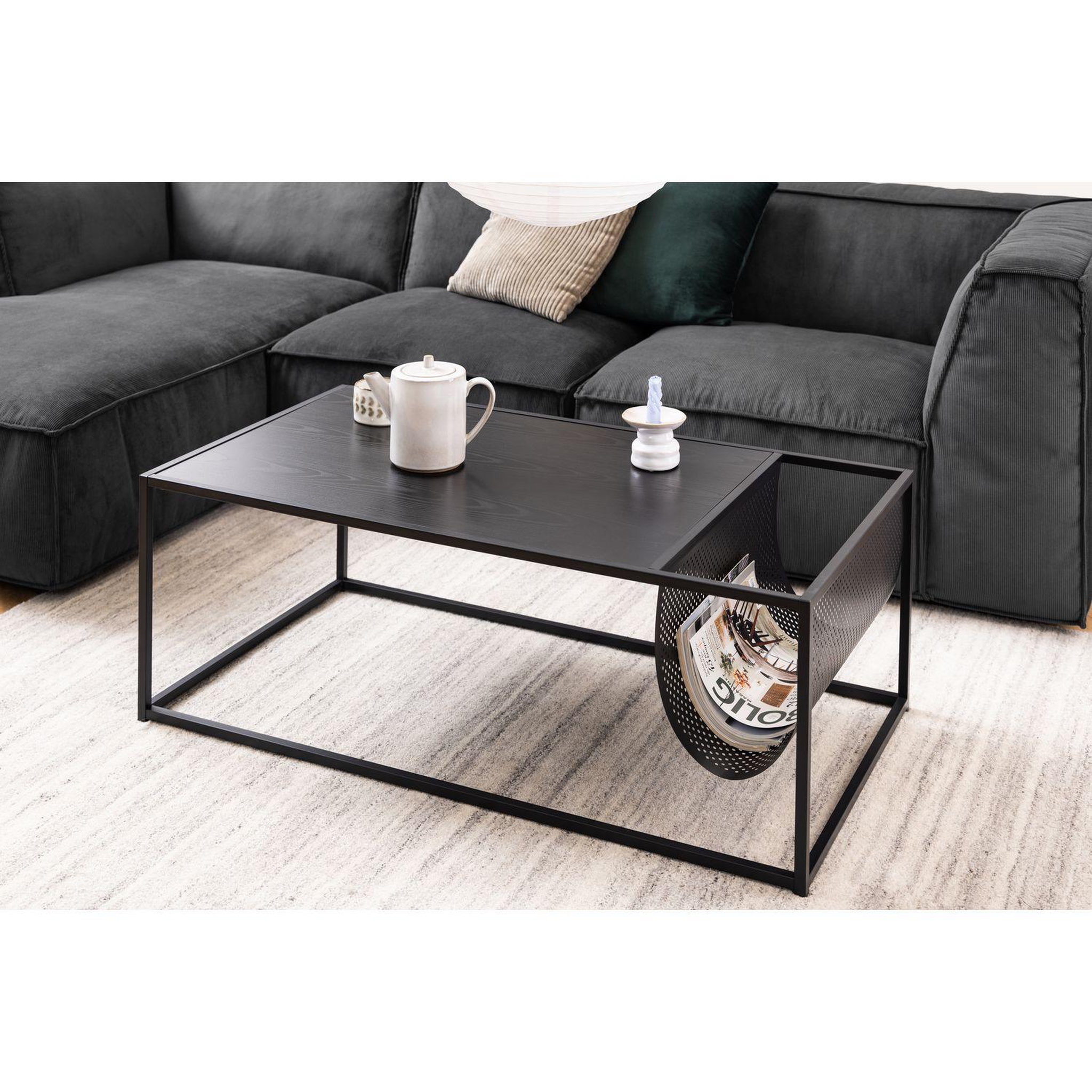Voir la diapositive 6 : TOILINUX Table basse rectangulaire avec range magazine en mdf et métal