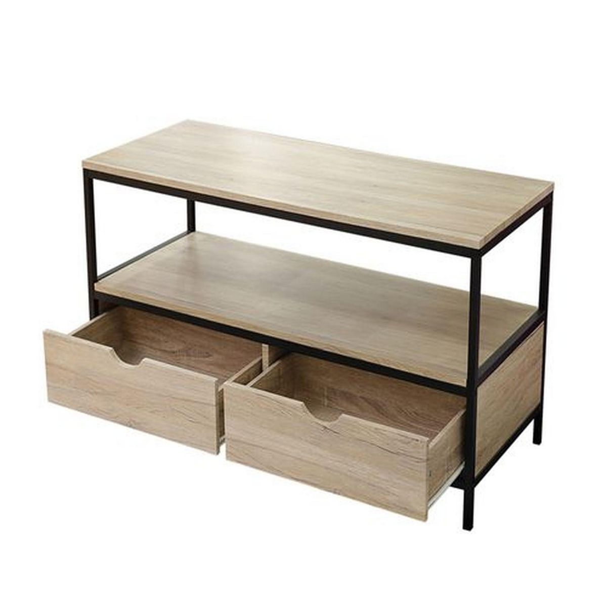 DIVERS Meuble TV industriel Factory - L. 120 x H. 57 cm - Noir