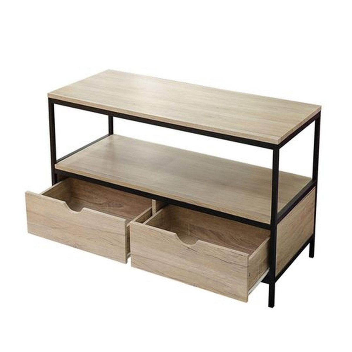 DIVERS Meuble TV industriel Factory - L. 120 x H. 57 cm - Noir