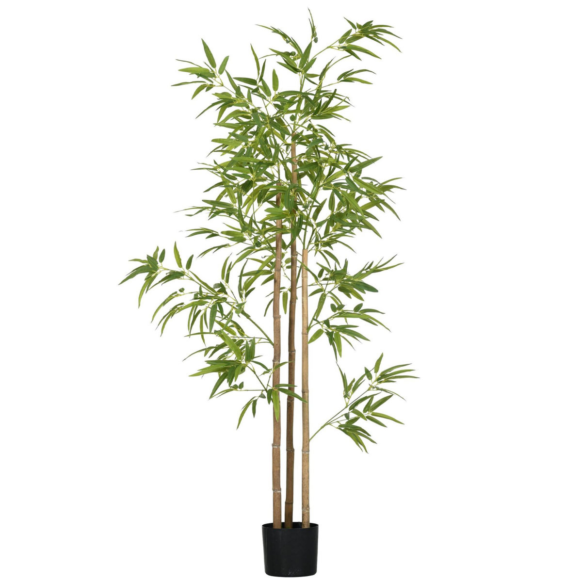 HOMCOM Bambou artificiel 1,80H m - plante artificielle - 830 feuilles réalistes, vrais troncs - pot inclus