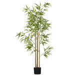 HOMCOM Bambou artificiel 1,80H m - plante artificielle - 830 feuilles réalistes, vrais troncs - pot inclus