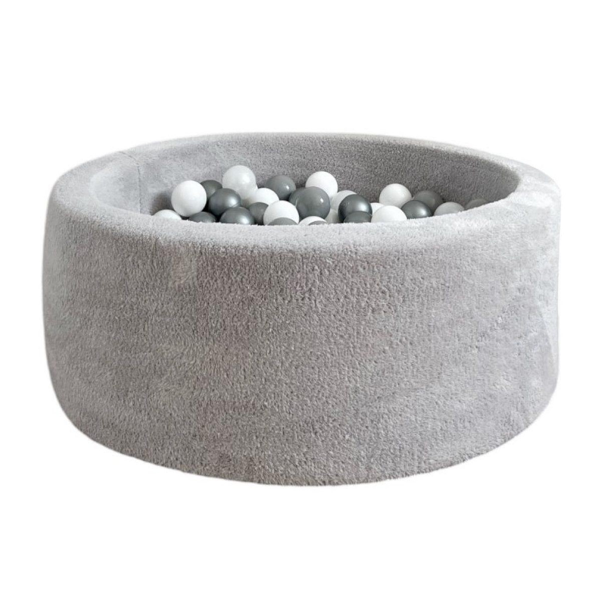 MONIO FOR KIDS Peluche piscine à balles 90 cm gris clair + 200 balles