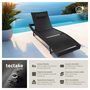 Voir la diapositive 2 : tectake Bain de soleil en rotin résistant et anti-UV noir