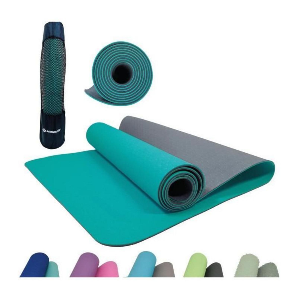 SCHILDKROT Tapis de Yoga SCHILDKRÖT - Bicolore Anthracite/Bleu Pétrole - 180 x 61 cm - 4 mm d'épaisseur