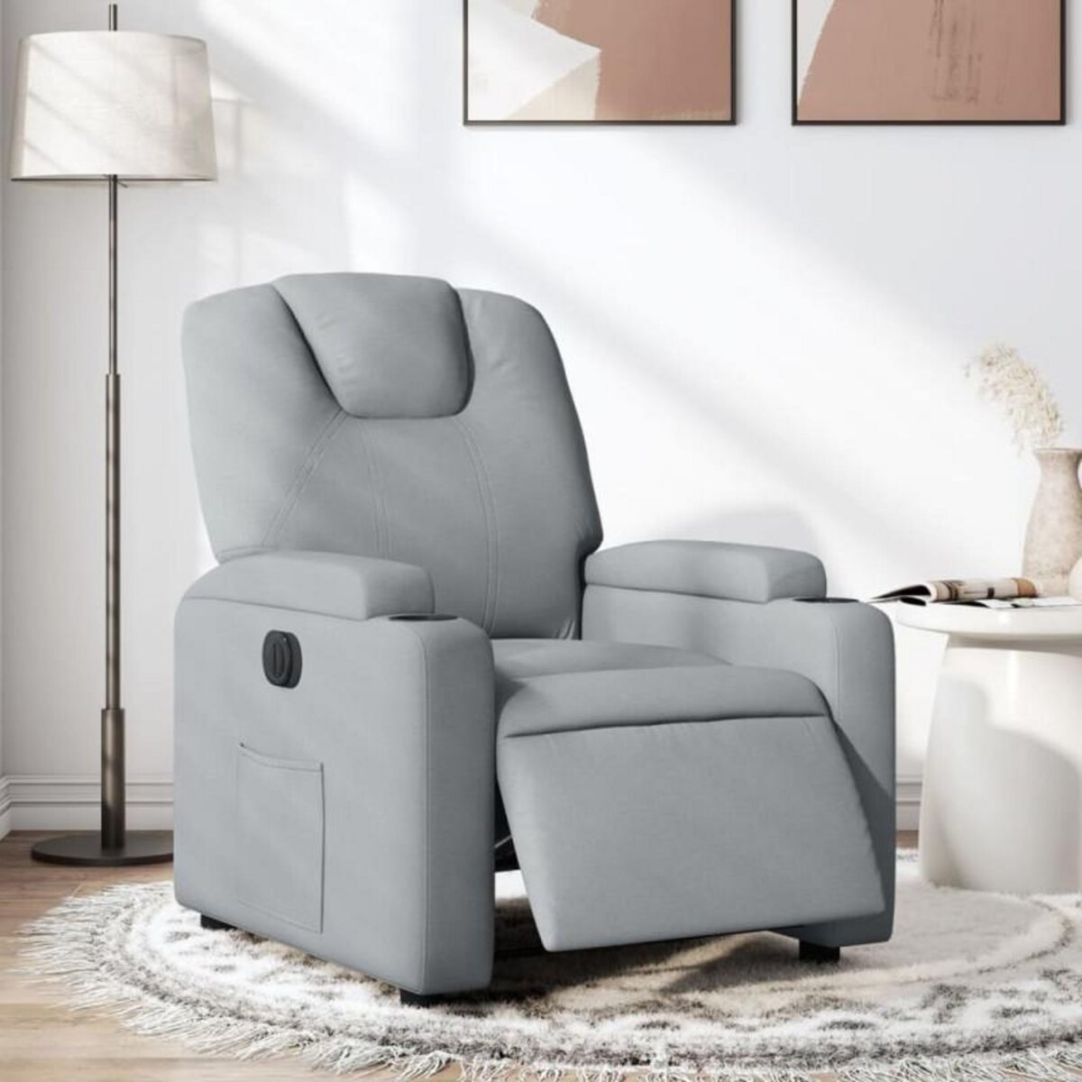 VIDAXL Fauteuil inclinable électrique Gris clair Tissu