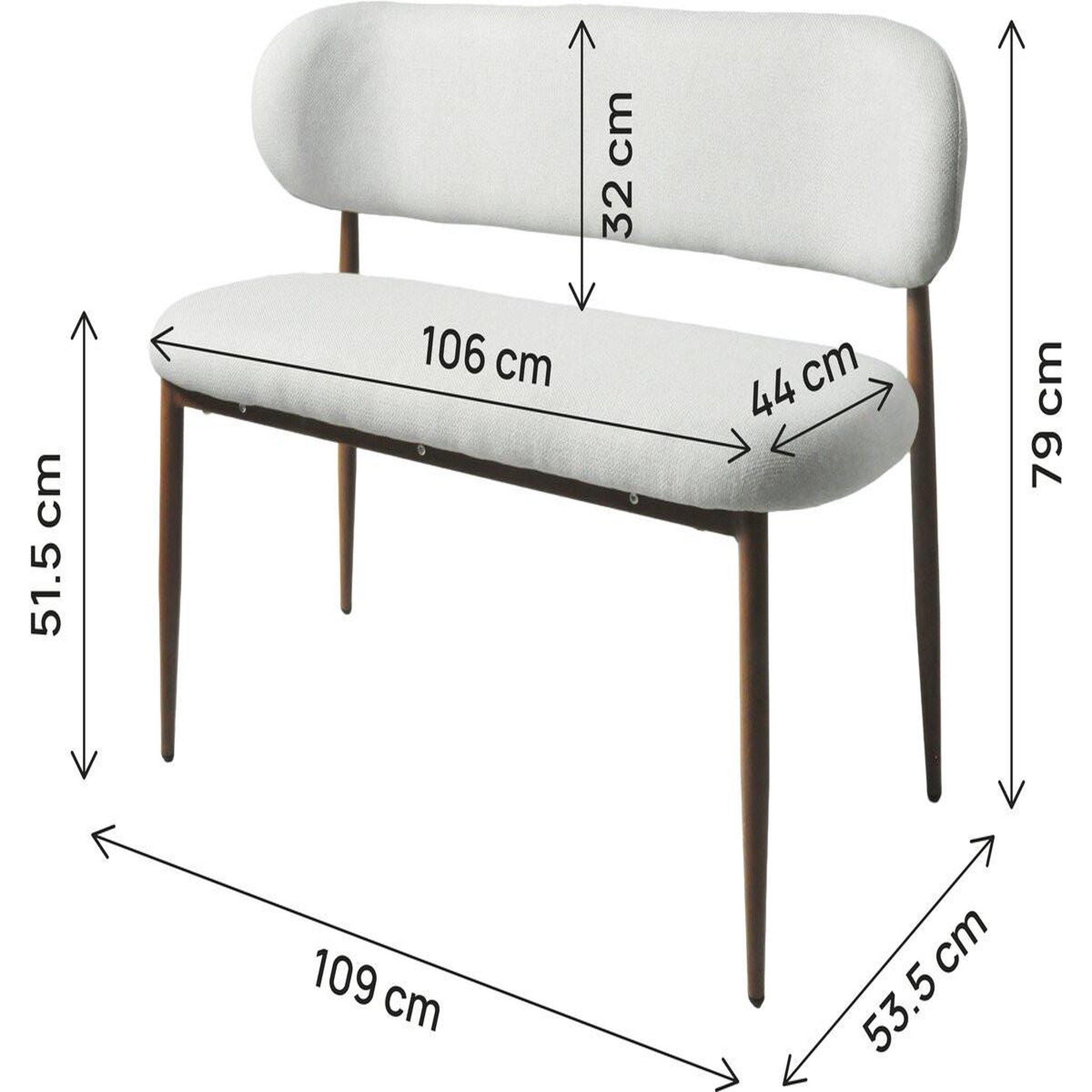 Voir la diapositive 3 : Habitat et Jardin Banc de salle à manger en tissu - 110 cm -  sélène  - 3 places - gris clair et marron
