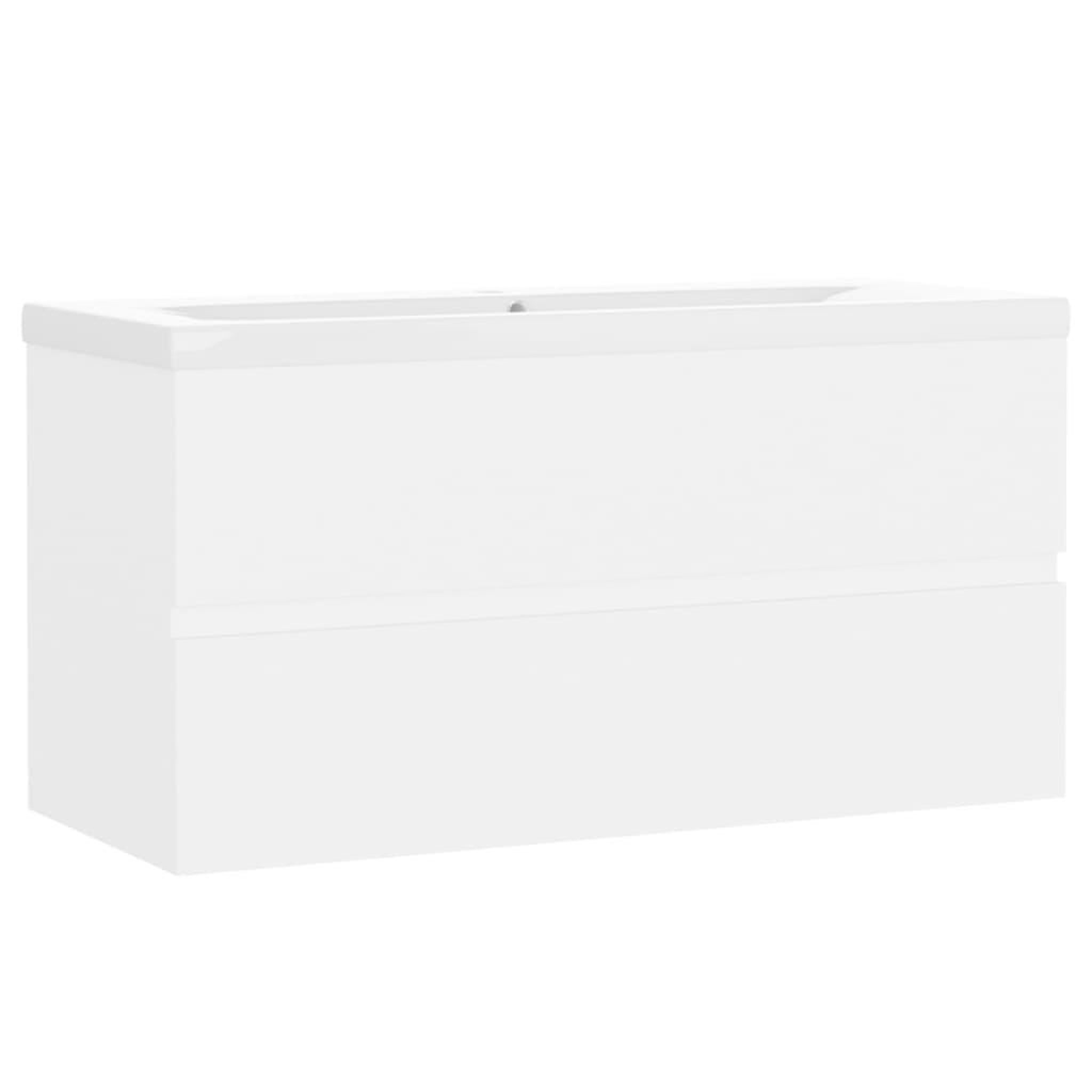Voir la diapositive 2 : VIDAXL Armoire d'evier avec lavabo integre Blanc Bois d'ingenierie