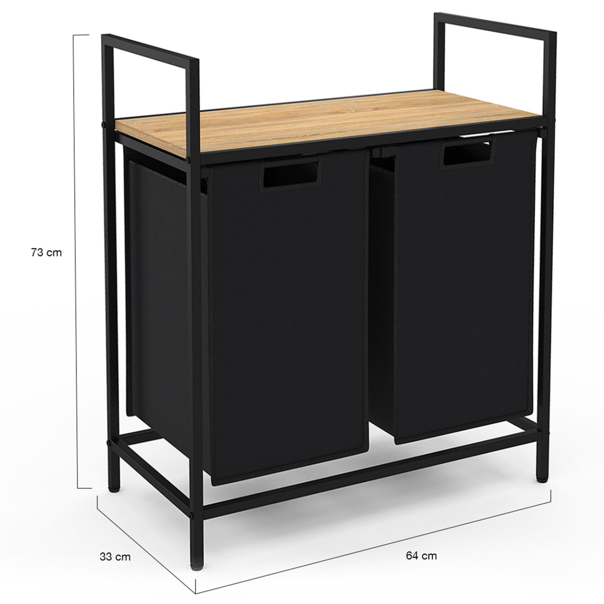 Voir la diapositive 5 : ID MARKET Panier à linge 2 bacs DETROIT tissu noir design industriel