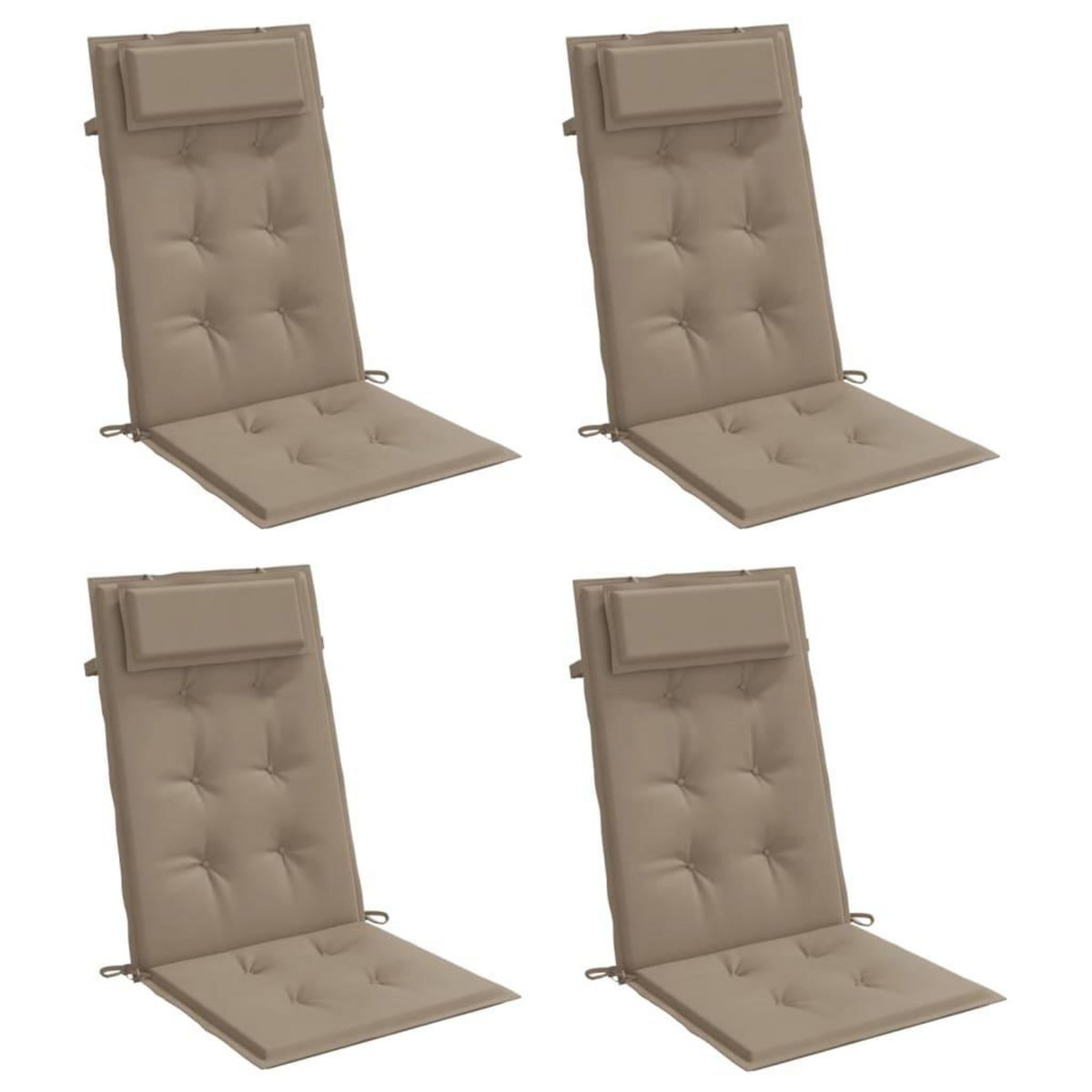 VIDAXL Coussins de chaise a dossier haut lot de 4 taupe tissu oxford