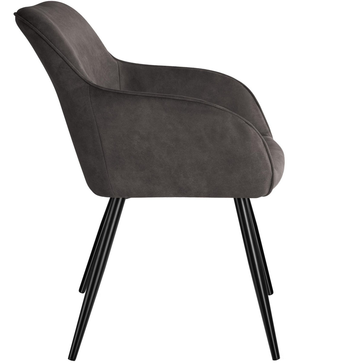 tectake Ensemble de 2 chaises rembourrées en cuir synthétique gris foncé/noir