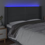 Voir la diapositive 4 : VIDAXL Tete de lit a LED Gris fonce 183x16x118/128 cm Tissu