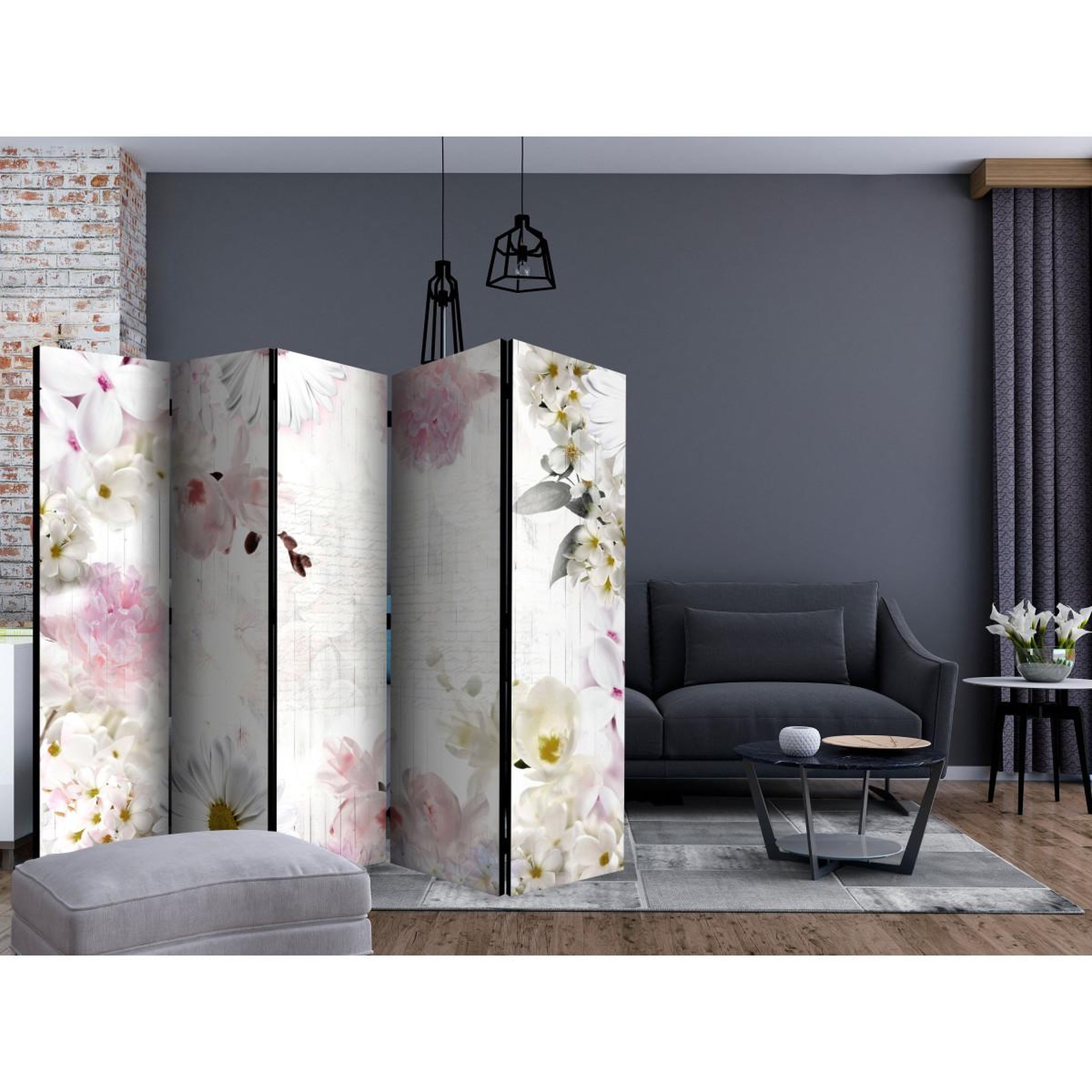 Voir la diapositive 2 : Paris Prix Paravent 5 volets  the fragrance of spring  172x225cm