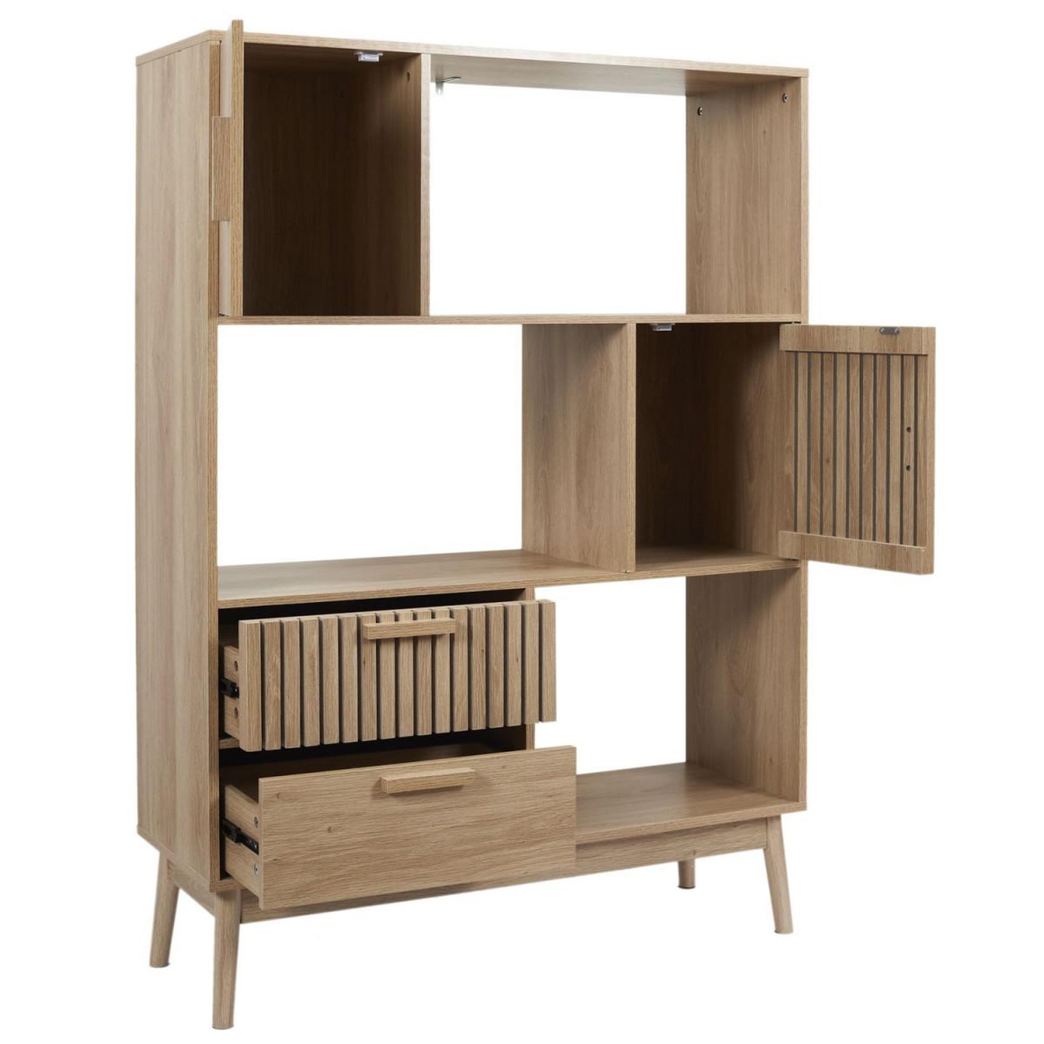 Voir la diapositive 4 : The Home Deco Factory Bibliothèque 2 portes & 2 tiroirs  klaus  140cm marron