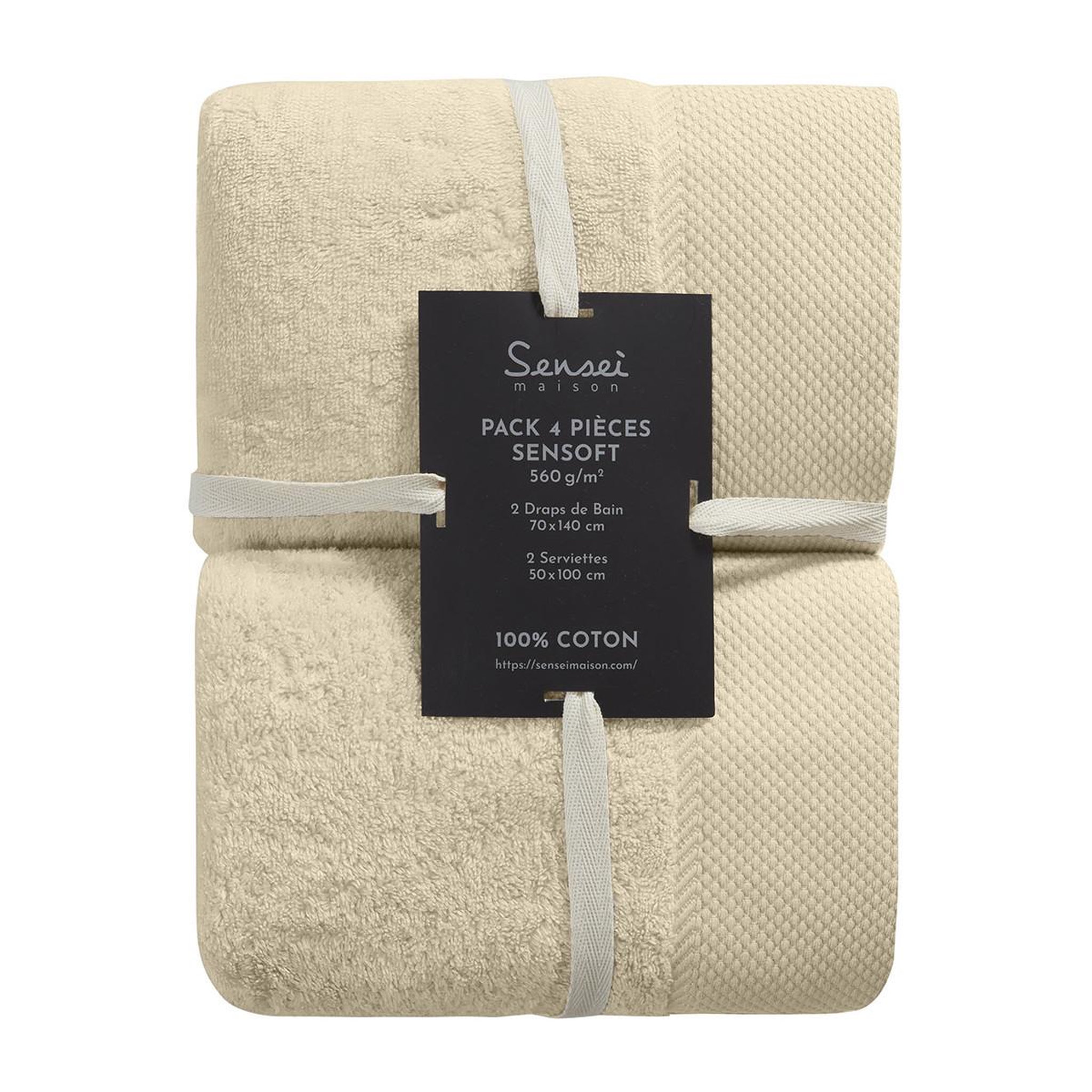 Voir la diapositive 5 : Sensei Maison Ensemble de bain 4 pièces Zéro Twist SENSOFT (2 draps de bain + 2 serviettes)