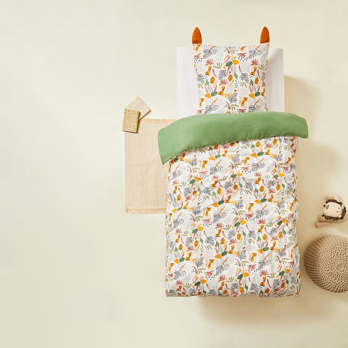 Petit Béguin Housse de couette enfant + taie d'oreiller en flanelle Dumbea