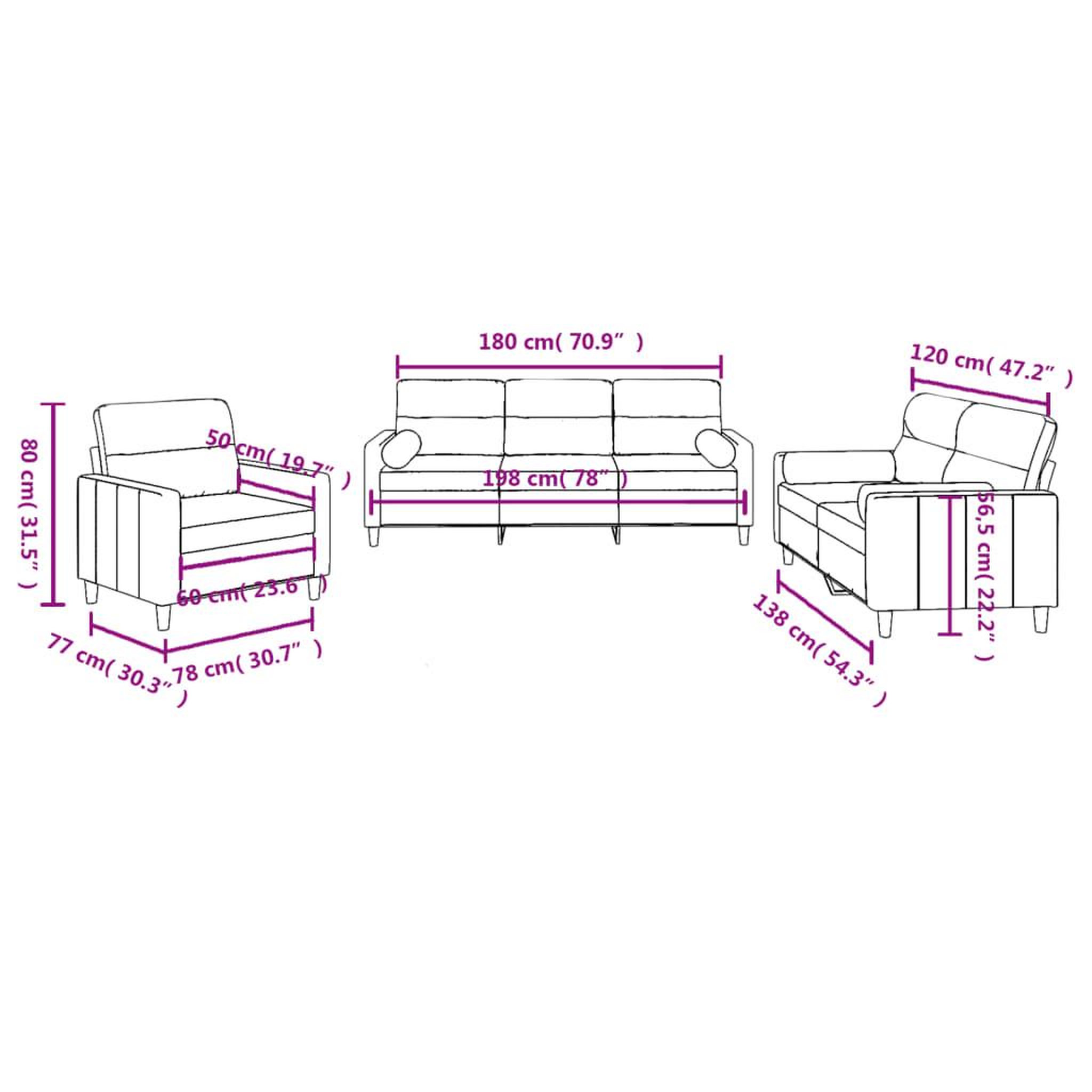 Voir la diapositive 6 : VIDAXL Ensemble de canapes 3 pcs coussins gris fonce tissu