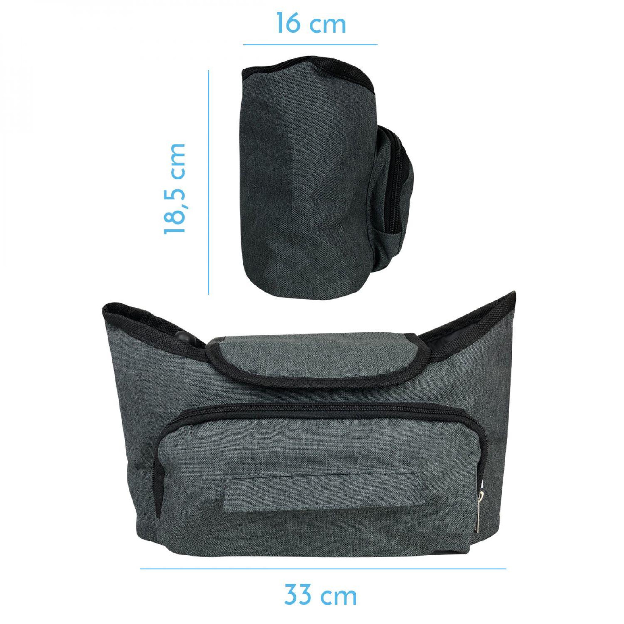 Voir la diapositive 2 : Monsieur Bébé Lot de 2 sacs à langer, de rangement pour poussette - 33 x 16 x 18.5 cm - Gris