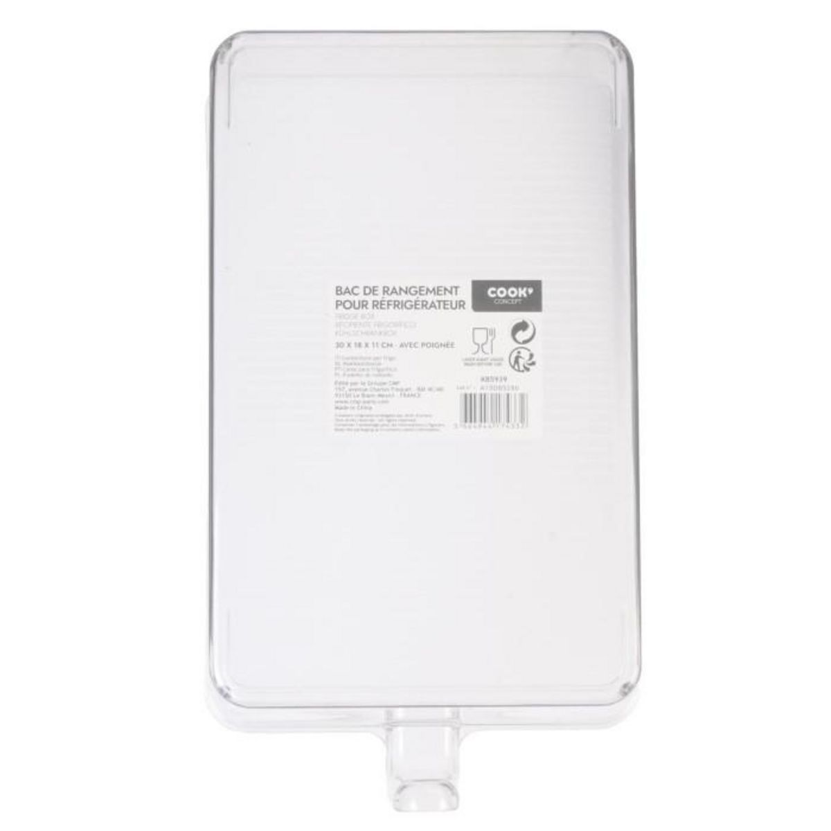Paris Prix Bac de Rangement à Poignée  Frigo  18cm Transparent
