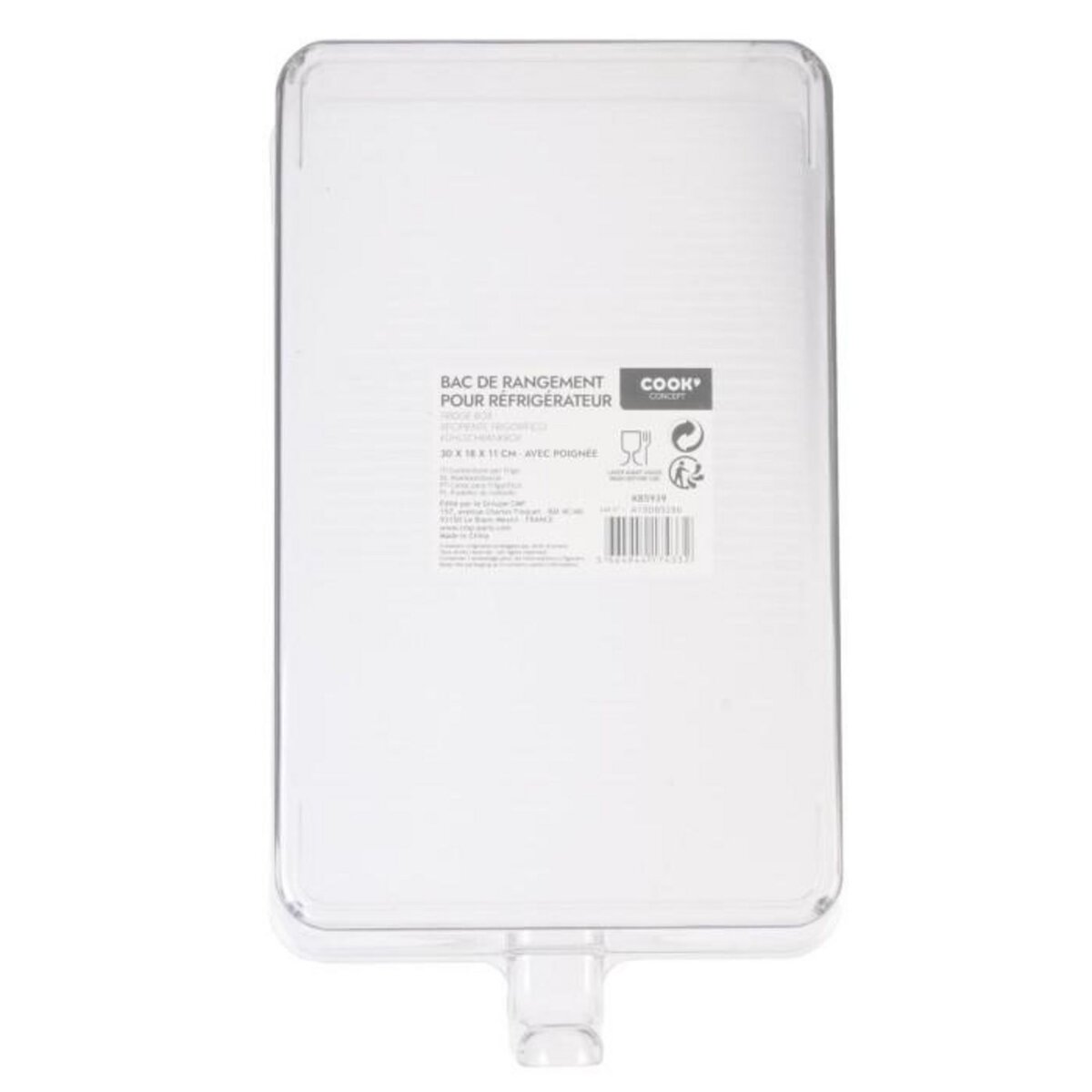 Paris Prix Bac de Rangement à Poignée  Frigo  18cm Transparent