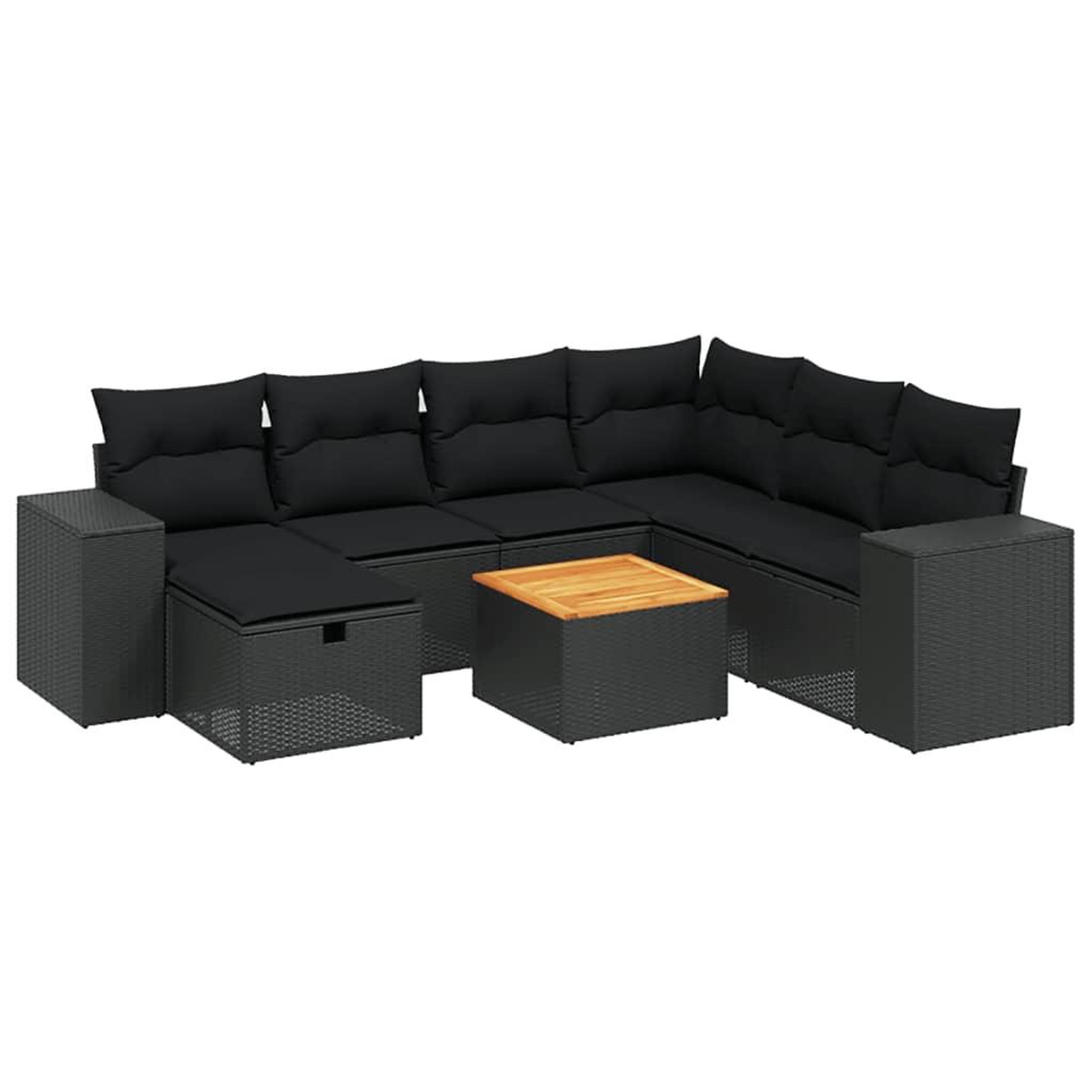 Voir la diapositive 2 : VIDAXL Salon de jardin 8 pcs avec coussins noir resine tressee
