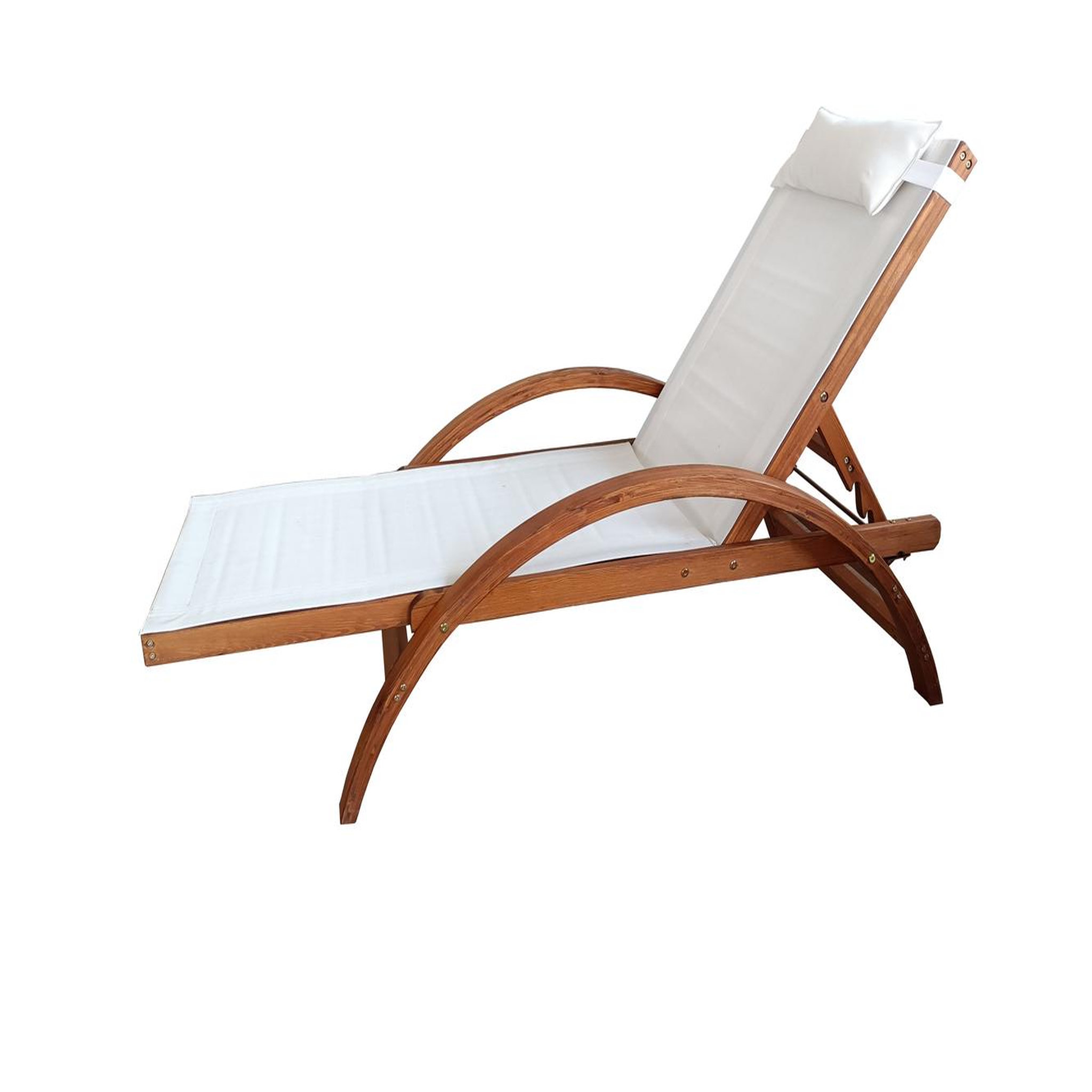 CONCEPT USINE Transat en bois et toile pvc blanc naari