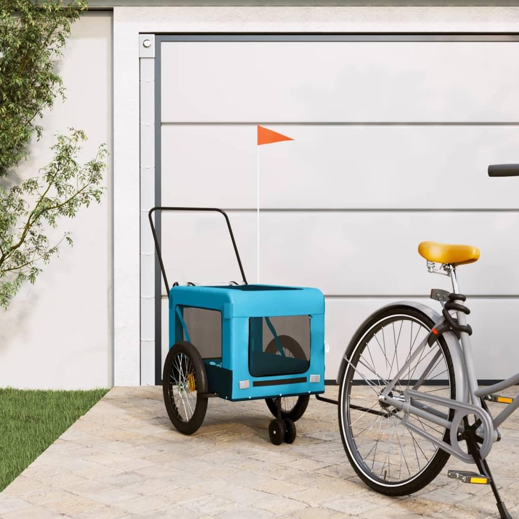 Voir la diapositive 1 : VIDAXL Remorque de velo pour animaux de compagnie bleu et noir