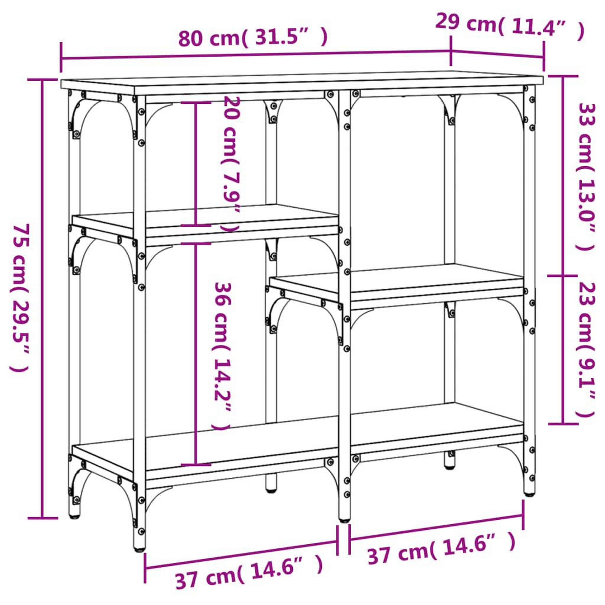 Voir la diapositive 6 : VIDAXL Table console chene sonoma 80x29x75 cm bois d'ingenierie