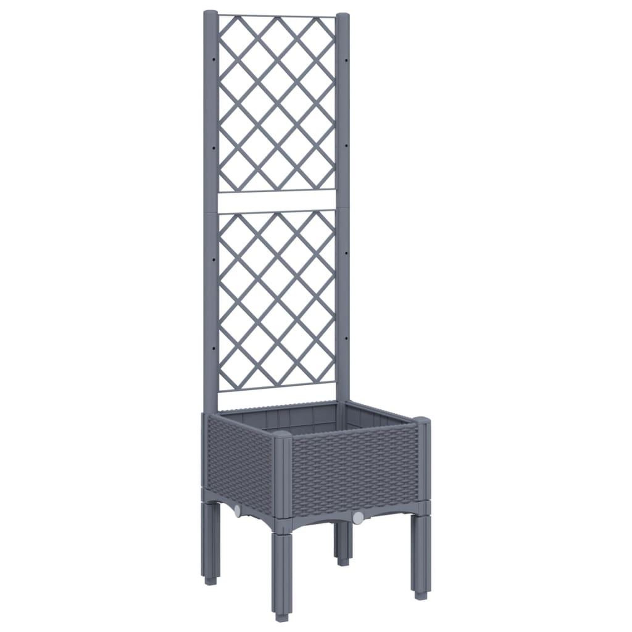 Voir la diapositive 2 : VIDAXL Jardiniere avec treillis bleu gris 40x40x142 cm PP