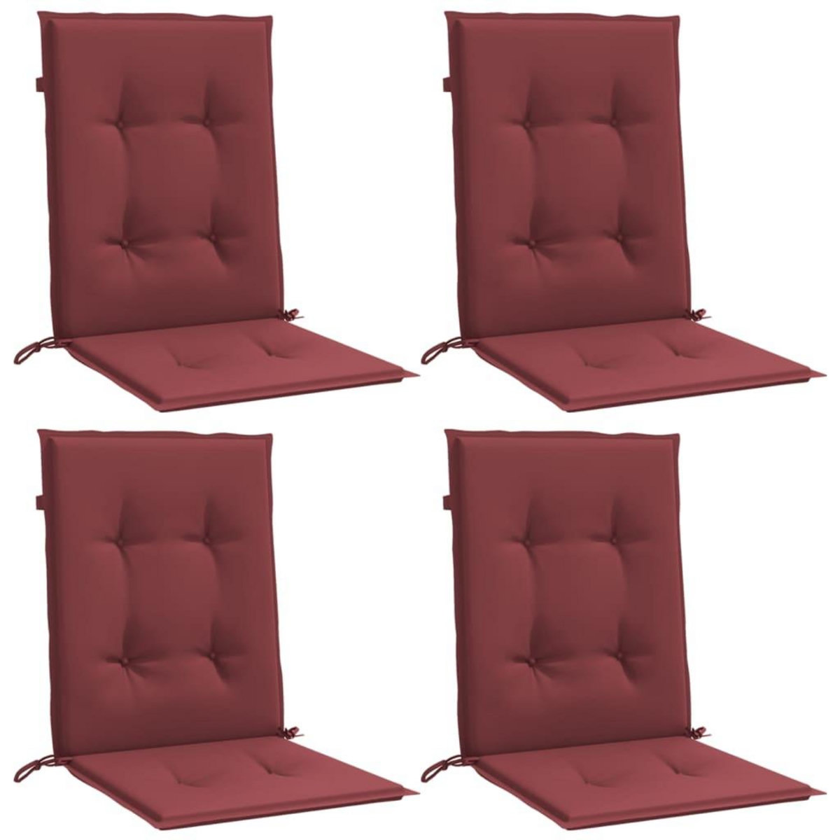 VIDAXL Coussins de chaise dossier bas lot de 4 rouge bordeaux melange