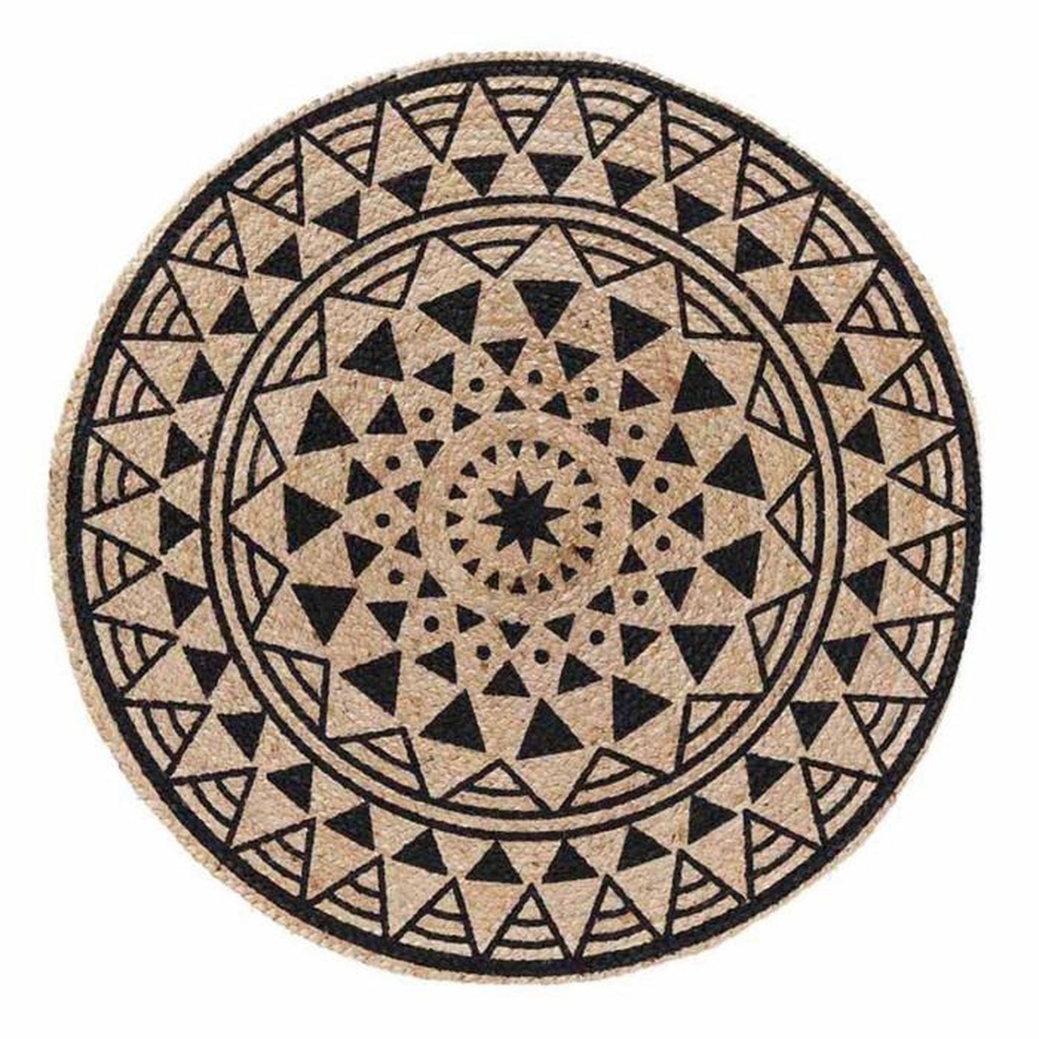 Voir la diapositive 1 : Paris Prix Tapis Déco en Jute Imprimé  Silha  90cm Noir