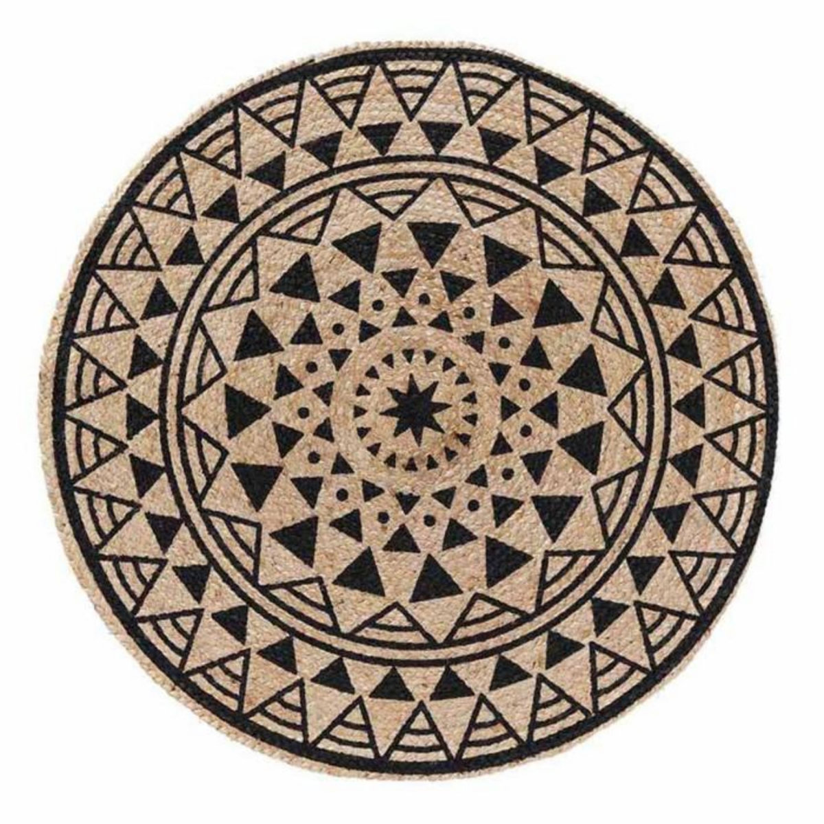 Paris Prix Tapis Déco en Jute Imprimé  Silha  90cm Noir