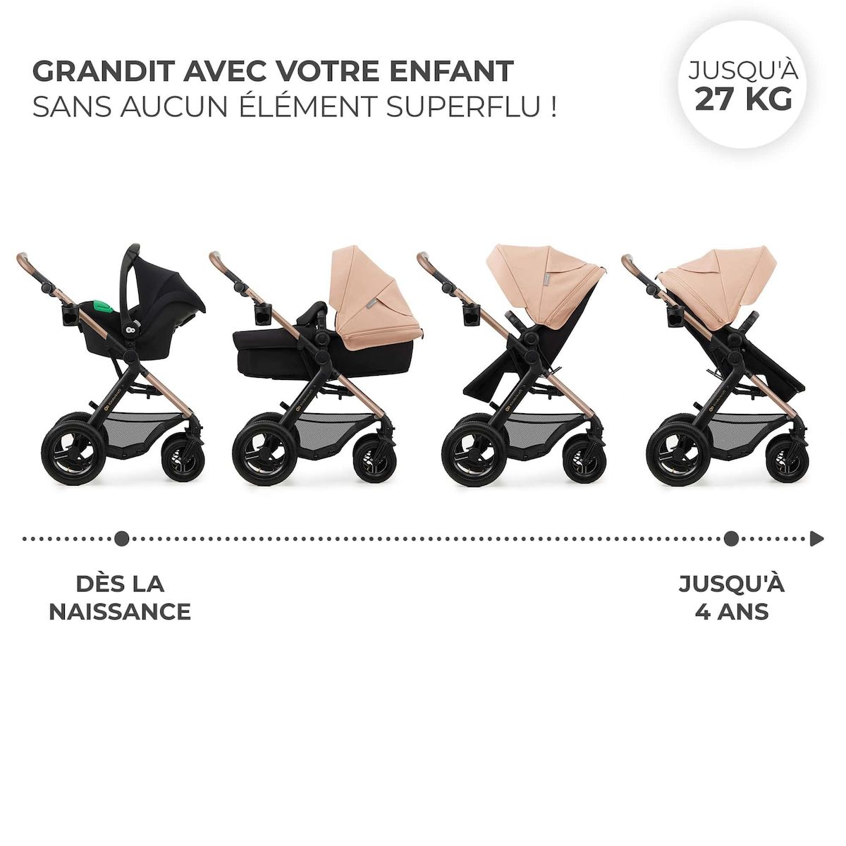 KINDERKRAFT Poussette trio moov 2 pratique et confortable