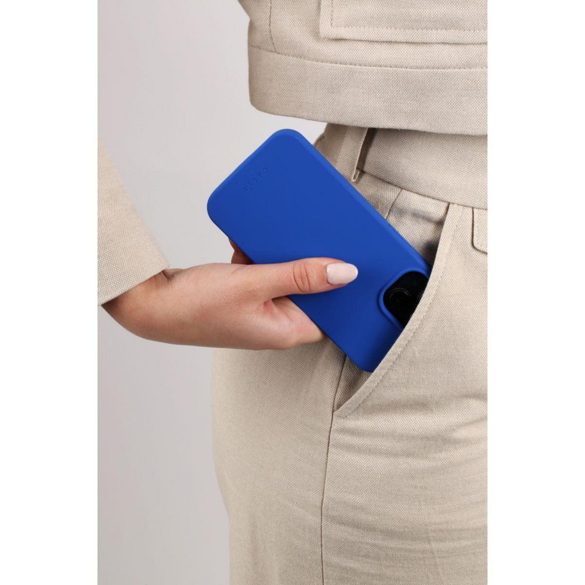 CASYX Coque iPhone 15 Magsafe sillic. Bleu Majorelle