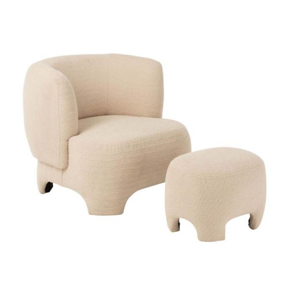 Paris Prix Pouf Design Tricoté  Erwin  55cm Blanc