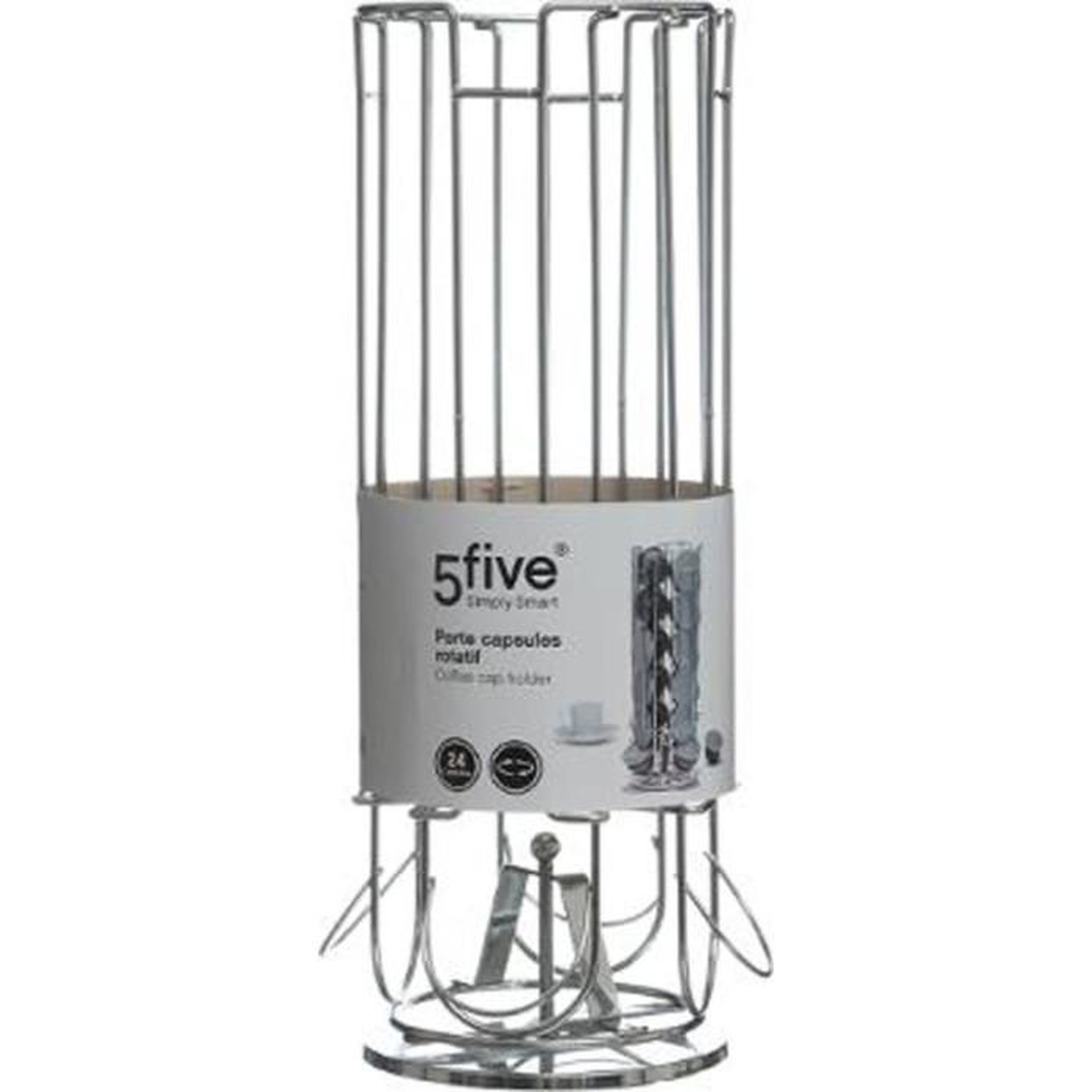 Voir la diapositive 3 : FIVE Porte 24 Capsules Rotatif  Coffee  31cm Argent