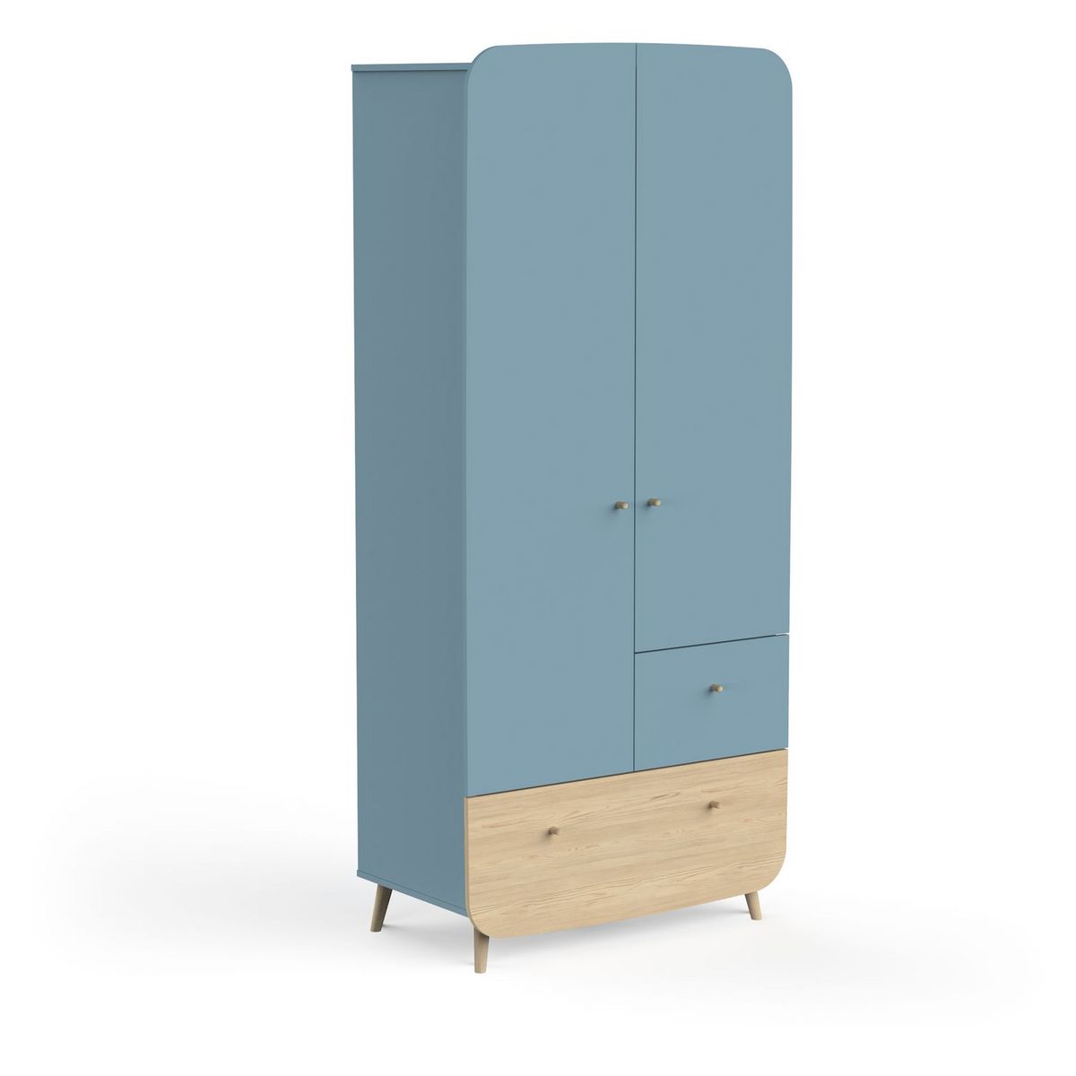 Armoire bébé enfant 2 portes 2 tiroirs bleu LINIA