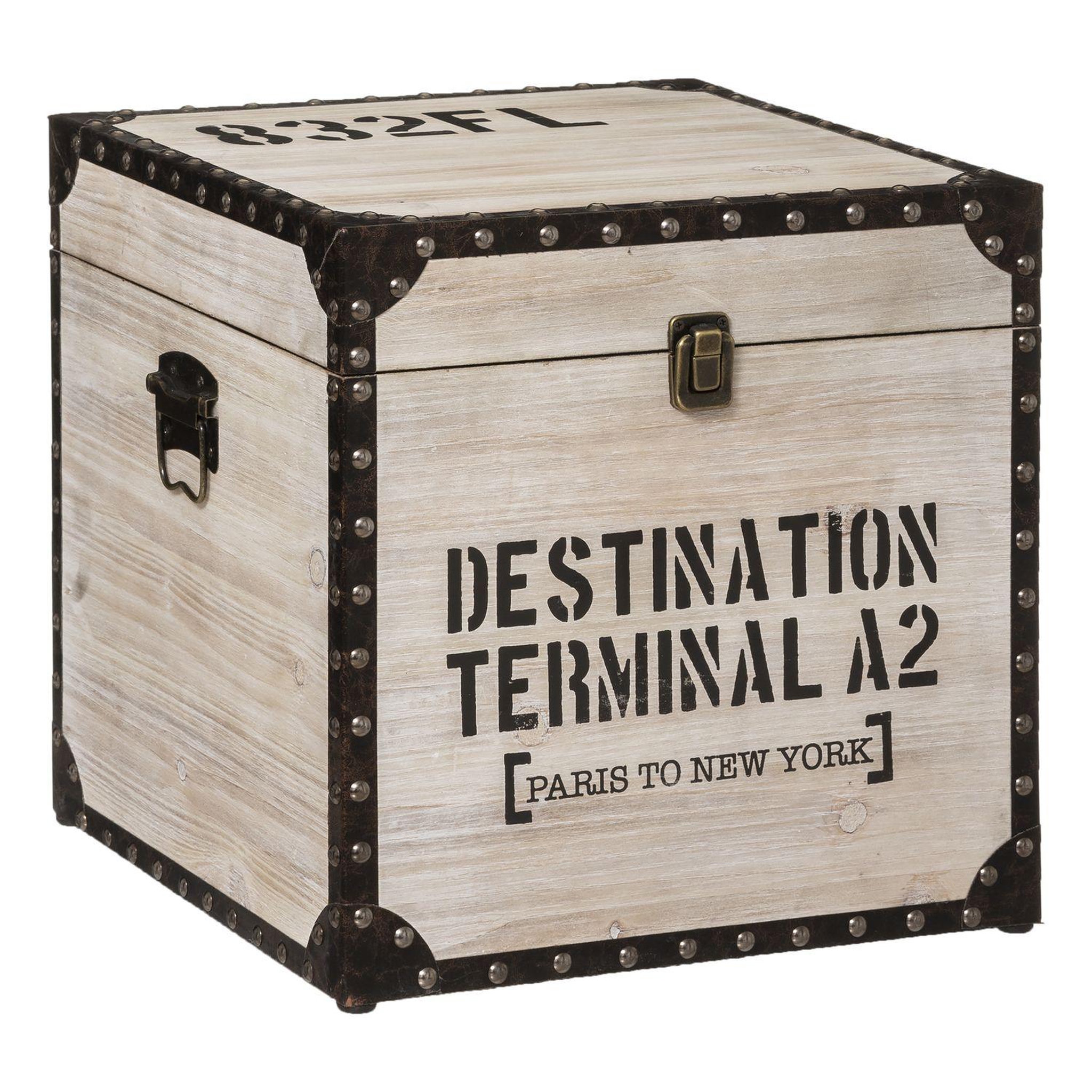 Voir la diapositive 2 : ATMOSPHERA 3 Malles carrées design bois Factory - Marron