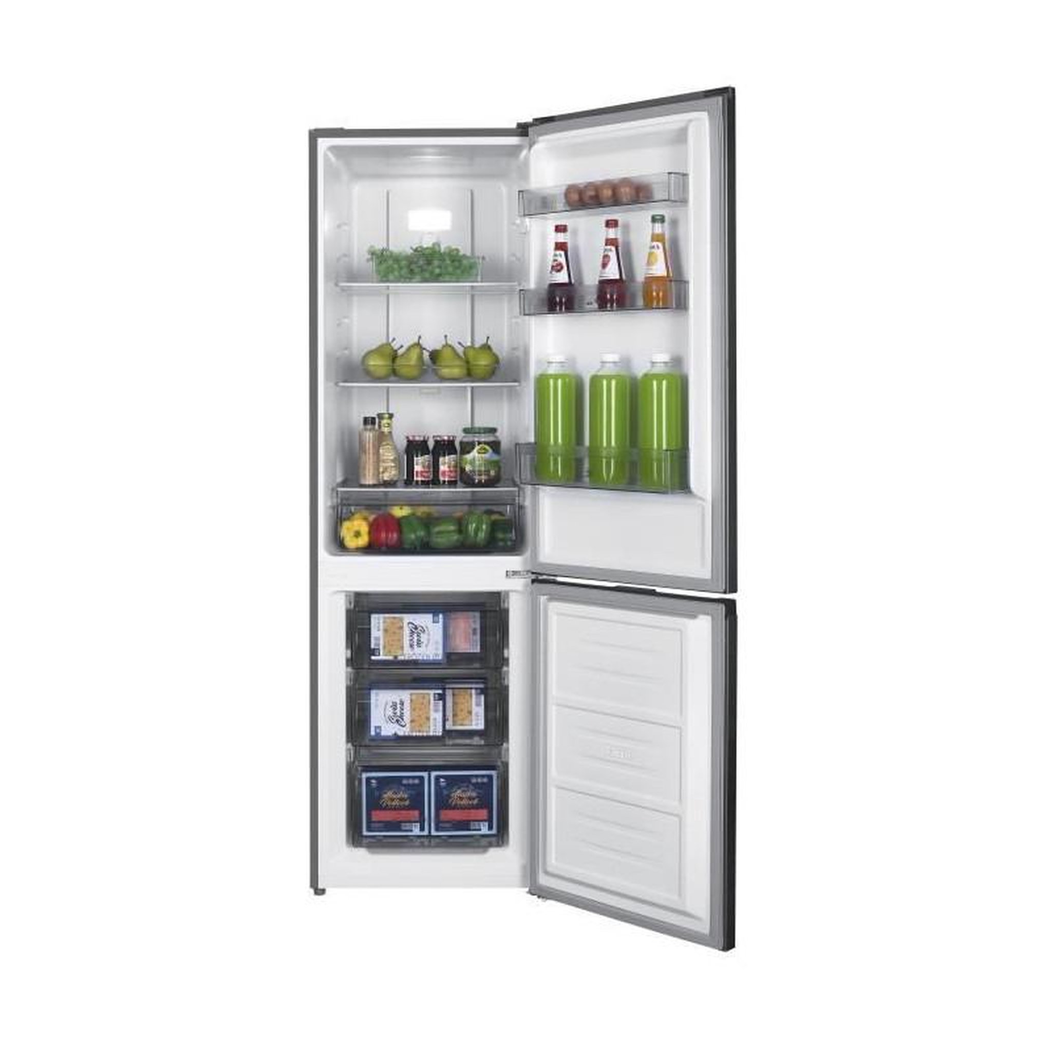 Voir la diapositive 3 : CONTINENTAL EDISON Réfrigérateur congélateur bas 253L Total No Frost Classe E inox – Continental Edison CEFC251NFS