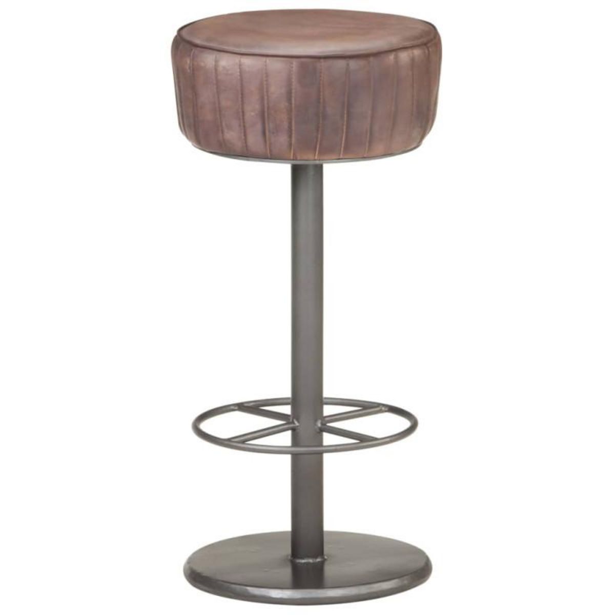 VIDAXL Tabouret de bar Marron Cuir véritable