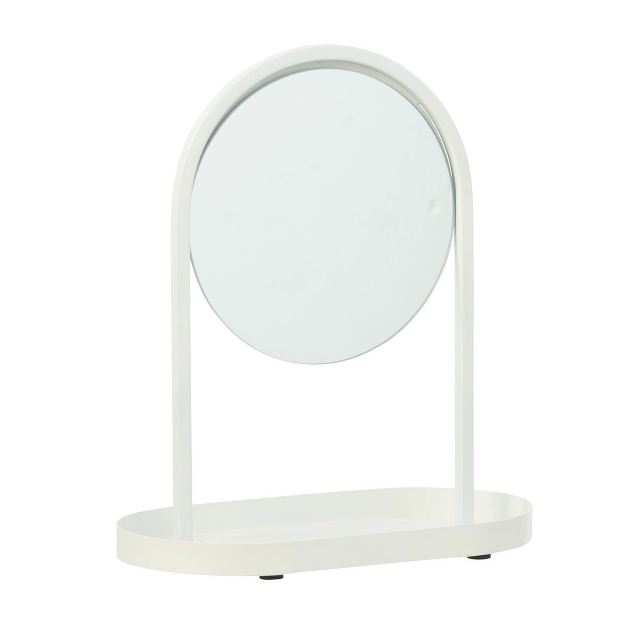 J-LINE Miroir avec support bijoux  perle  32cm blanc