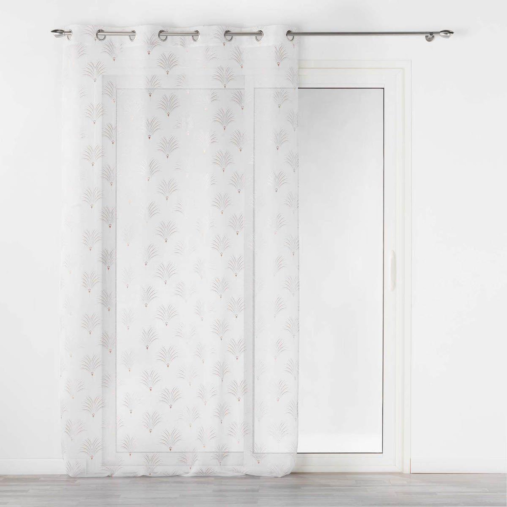 Douceur d'Intérieur Rideau voilage à œillets imprimé métallisé  arcadie  140x240cm blanc