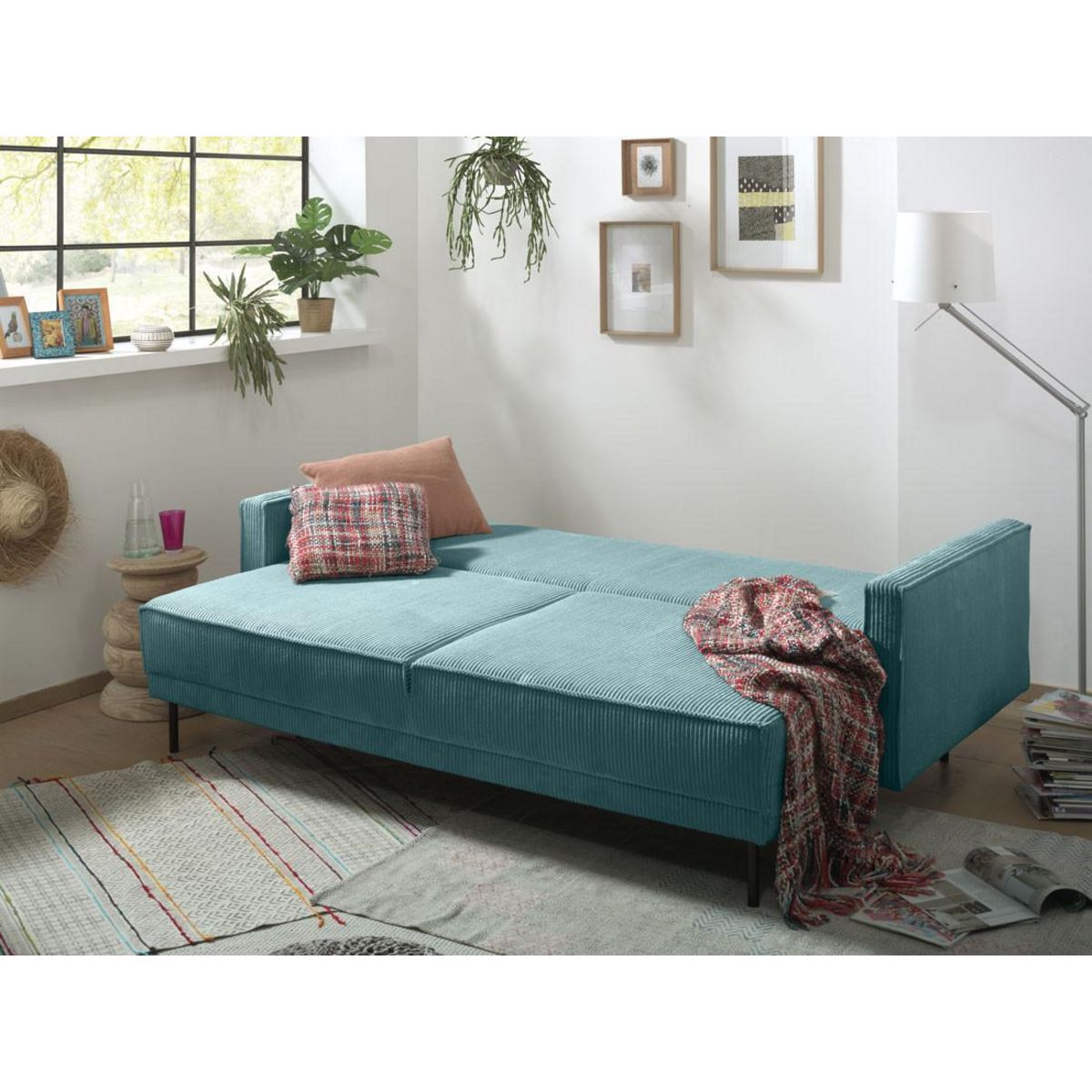 LISA DESIGN Charlie - canapé 3 places convertible avec coffre - en velours côtelé