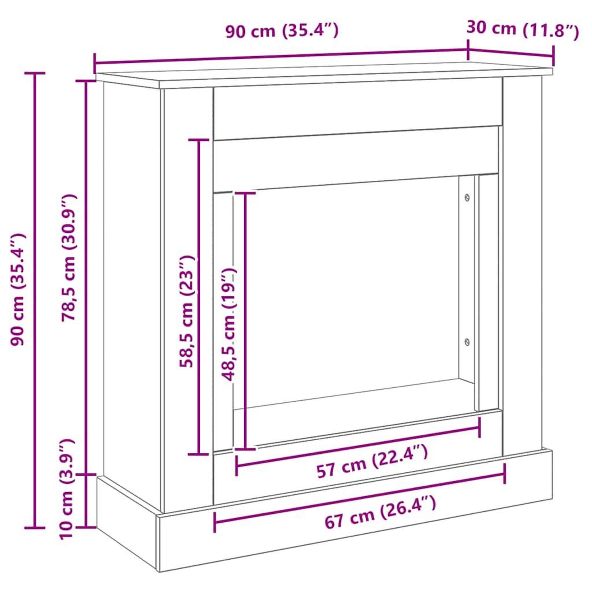 Voir la diapositive 6 : VIDAXL Cadre de cheminee chene noir 90x30x90 cm bois d'ingenierie