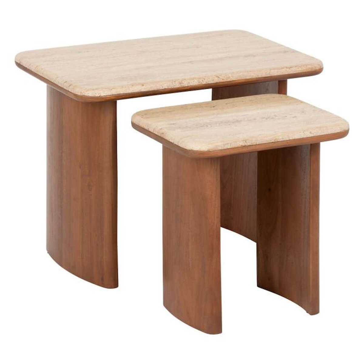 ATMOSPHERA Lot de 2 Tables d'Appoint en Bois  Jivan  60cm Marron